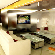 Interieur met zitplaatsen van de Airbus A380