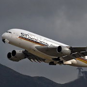 Airbus A380 in de lucht